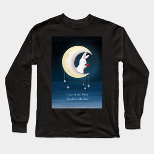 Rabbit with Rose on the Moon Long Sleeve T-Shirt